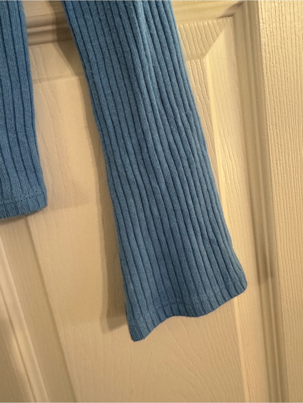 Reformation Light Blue Ribbed V-Neck Button Front Top - Picture 6 of 9